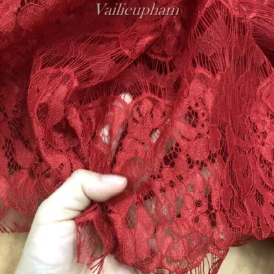 Vải Ren Chỉ Màu Đỏ Loại Đanh Đẹp Khổ 1.5m May Váy Áo