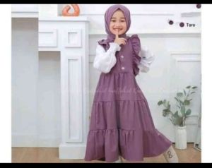 Gamis anak plus kerudung/Gamis anak murah/Gamis anak Terbaru/Baju anak perempuan/Dress anak