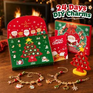 Tulip Home Furnishings Store 24 Days Xmas Advent Calendar Blind Box Diy Bracelet Kit With Tree Stand Kids Gift Set For Girls Boys