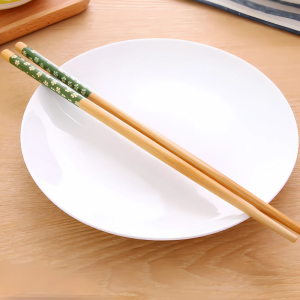 KIYO Sumpit Kayu Bambu Panjang Motif Bunga Cherry Blossom Per Pasang