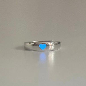 🔥Cozyrooms👍Niche Design Heart Shape Luminous Ring Opening Adjustable Couples Girlfriend Ring