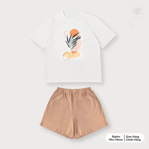 Quần áo cho bé gái size đại BIGFOX - MISS MEOW mặc nhà mùa hè vải cotton mềm mịn in trừu tượng size 12131415 tuổi 40-56kg