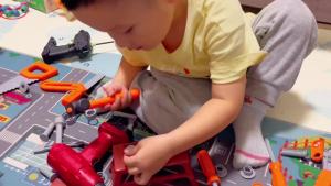 Kids Tool Set - 50Pcs Toddler Tool Set Age 3-5 Construction Toys with Tool & Electronic Toy Drill Pretend Play Dress Up Toddler Boys Toys 4-6 Birthday Gifts for 3 4 5 6 7 Year Old Boy Girl