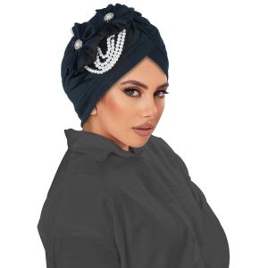 RGFV Elegant Head Wraps Flower Design Breathable Turban Cap Pleated Female Style Bonnets Women