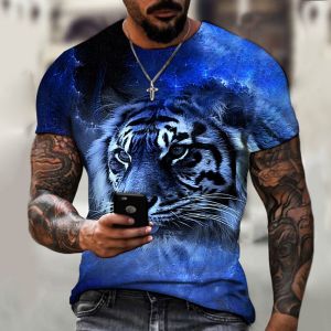 S-5XLFierce Tige Animal 3D Print Mens T-Shirt Summer Loose Round Neck Short Sleeve Oversized Male T-Shirts Tops Tees Men
