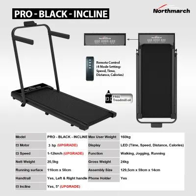Rommedal COD Rommeda 1: 3-Year Warranty - 3.0 HP Multi-Function Slimming Electric Treadmill - Maximum Load Capacity 160 kg for Home Gyms