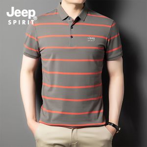 JEEP SPIRIT Áo POLO Nam Áo Thun Ngắn Tay Có Ve Áo Thường Ngày Công Sở Mới Mùa Hè Áo POLO Cotton Dáng Rộng Mỏng