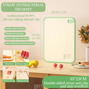 Cutting Board Wheat Straw Antibacterial Chopping Board Household Antibacterial Food Grade Anti-Mildew Chopping Board Kitchen Cutting Board Heat Resistant Non Stick Fruit Vegetable Cutting Sticky Board Knife Board双面防滑多功能砧板