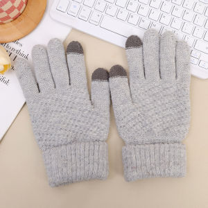 [ILOVEDIY] Autumn and Winter Velvet Pineapple Pattern Cold-Proof Touch Screen Cycling Warm Wool Knitted Gloves