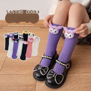 1 Pair of Sanrio Childrens Cartoon Long Socks Baby Girls Mid-calf Princess Socks Kids Doll Cute Kurumi Stockings for Schoolgirls