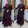 Gamis wanita pesta Kondangan Full Brukat dua Layer Series Coklat mahogani Terbaru 2026 Ceisya dress bahan Velvet Premium Dress wanita Bridesmaid Look Ukuran M L XL XXL. 