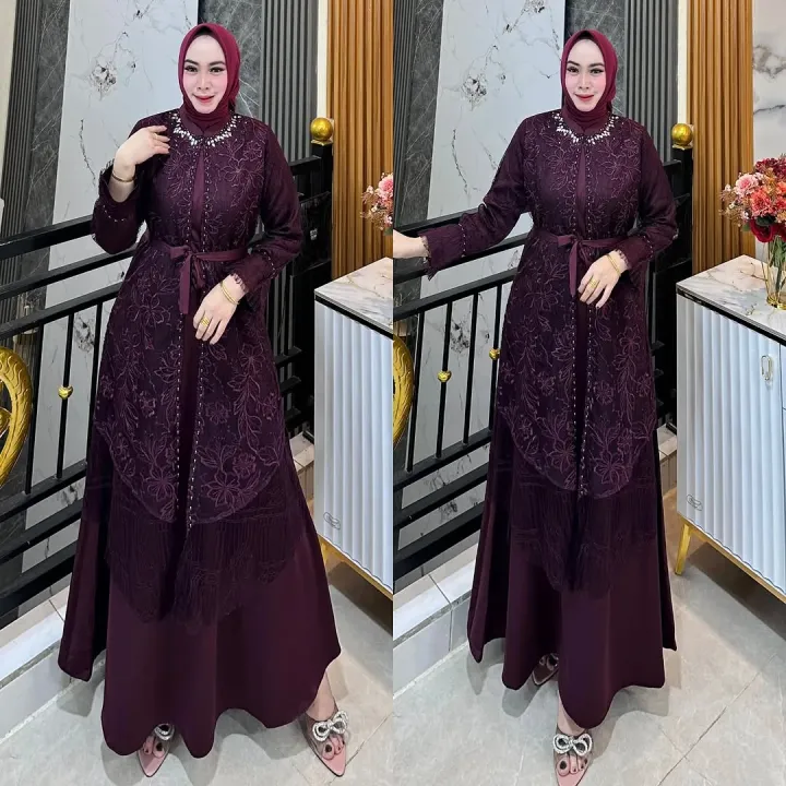 Gamis%20wanita%20pesta%20Kondangan%20Full%20Brukat%20dua%20Layer%20Series%20Coklat%20mahogani%20Terbaru%202026%20Ceisya%20dress%20bahan%20Velvet%20Premium%20Dress%20wanita%20Bridesmaid%20Look%20Ukuran%20M%20L%20XL%20XXL%20-%20Image%202