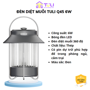 Đèn bắt muỗi TULI TL-Q45 Hồng Tích điện Thu hút diệt côn trùng bướm đêm cắm trại hiệu quả BH 24 Tháng