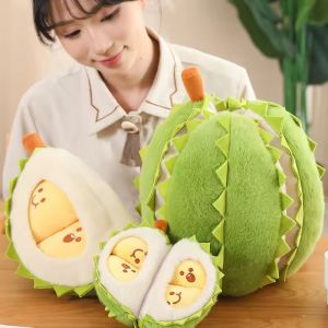 Creative Simulation Detachable Durian Fruit Shape Plush Toy Pillow Durian Decompression Toy Tearable Soft Doll Festival Gifts