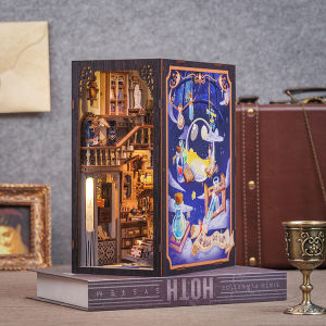 Booknook Nebula Common Room with Sensor Light 3D Wooden Puzzle Book Nook Miniature Dollhouse Bookend