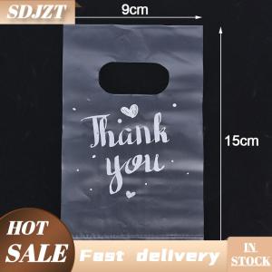 SDJZT 100 chiếc túi quà bằng nhựa mini ghi “Cảm ơn” túi đựng kẹo đám cưới túi mua sắm có quai xách