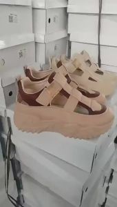【Free Shipping】Thick-soled hollow sports sandals 2025 new model for petite women height-increasing perforated shoes womens Velcro sneakers