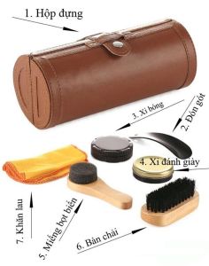 Bộ Chăm Sóc Vệ Sinh Giày Bộ Xi Đánh Giày Da B3031 Da PVC Màu Nâu 6 Món Loại TỐT. Sang Trọng Nhỏ Gọn Dễ Dàng Mang Theo.