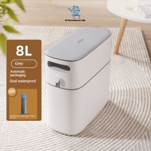 SR99. ECOCO Innovative Narrow Waste Container with Flip Cover for Household Restroom Washroom Pantry Lounge Rectangle