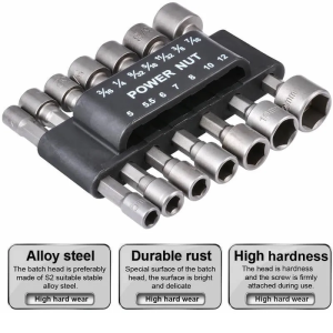 ใหม่ 14 ชิ้น Power Nut Driver เจาะชุด Bit 5-12 มิลลิเมตร hexagonal Shank Hex Nut Socket 1/4" สกรูเมตริกไดร์เวอร์ชุดเครื่องมืออะแดปเตอร์เจาะบิต