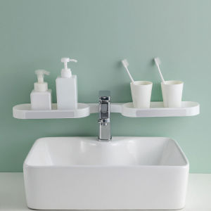 ชั้นวางของในห้องน้ำปรับได้180องศา ไม่ต้องเจาะผนัง ชั้นวางของติดผนังเข้ามุม ชั้นวางของ