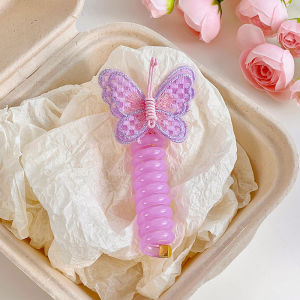 ยางมัดผมเด็ก ยางรัดผม เชือกมัดผมสายโทรศัพท์ สไตล์เกาหลี สำหรับเด็กผู้หญิง Children Girls Elastic Butterfly Spiral Hair Rope