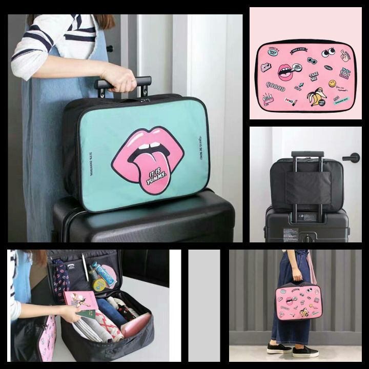 Korean Cute Cartoon Portable Travel Bag Tas Koper Tas Travel