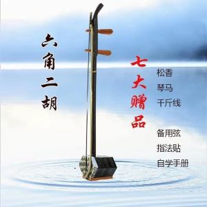 #六角二胡乐器成人初学者儿童入门练习演奏胡琴民族乐器松香备弦 Hex Erhu Musical Instruments Adult Beginners Children Introductory Practice Playing Huqin Ethnic Musical InstrumentsFast shipping