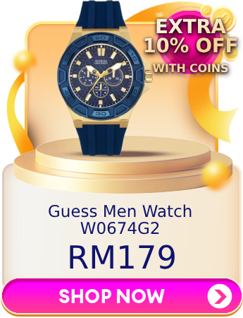 Authentic Guess Men Rigor Blue Dial Silicon Watch W0674G2 Jam