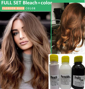 (FREE bleach set) Direct golden brown Hair Color Kit (10minutes )100ml+Free Bleach&Peroxide(100ml) hair BLONDE dye rambut BROWN hair dye permanent dye Muslim friendly