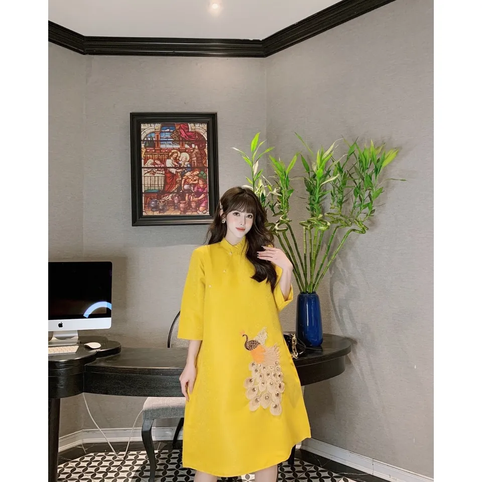 Váy Bầu Tết Dài Tay Màu Đỏ Cổ Yếm HD4636 Honey Mommy Đầm Bầu Công Sở Dự  Tiệc Đi Chơi | Shopee Việt Nam