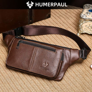 HUMERPAUL Mens Genuine Leather Waist Bag Multi Pocket Chest Bags Adjustable Strap Durable Bum Bag for Daily Travel & Outdoor2026
