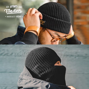 Maden brand tooling style 2025 autumn new men hip-hop personality Japanese retro black warm woolen cap CSGO headgear boy knitted windproof hat