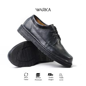 Warka Harish Sepatu Pantofel Pria Kulit Sapi Formal Kerja Kondangan Dokmar Casual Hitam