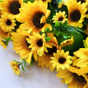 Một Cành Hoa Hướng Dương Giả Bằng Lụa 7 Nhánh 4 bông to Dùng Trang Trí Tiệc Cưới / Sân Vườn - Trumsicayhoagia