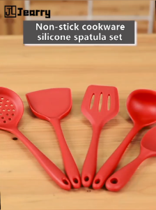 Jearry Silicone Handle Slotted Spatula Heat Resistant Food Grade Silicone Kitchen Utensils