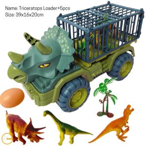 COOLTOY Truk Dinosaurus Mainan Kendaraan Rekayasa Pengangkut Kandang Dino Mainan