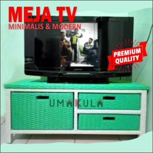 Rak Lemari Rotan Sintetis 6 Laci Bufet Buffet Meja TV 43 Inci Ruang Tamu Minimalis Serbaguna Murah