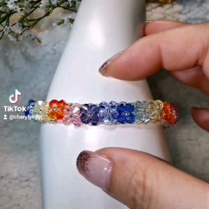 [D.T.C Crystals] Handmade Braided Rainbow Bracelet with Swarovski Crystals 