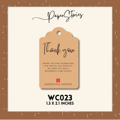 20 or 60 pcs Generic or Personalized Thank you Cards | Customized Gift Tags | Custom Cut 1.3x2.1 in | Special Wedding Birthday Christening Purchasing Tinghun