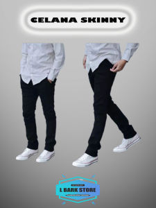 Celana Jeans Panjang Skinny Cowok Slimfit Pensil Distro Biru Hitam Tebal Melar Streatch L BARK STORE
