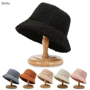 [ShiFu] Lamb Faux Fur Bucket Hat Winter Warm Teddy Velvet Hats Caps For Women Lady Outdoor Panama Fisherman Hat