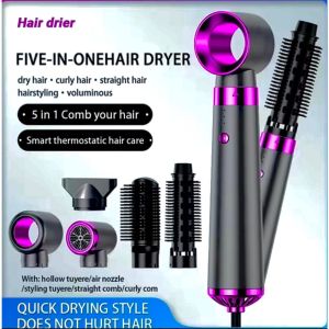 Hair Dryer 5 IN 1 Hot Air Styler Pengering Rambut Salon Professional Pelurus dan Pengeriting Rambut