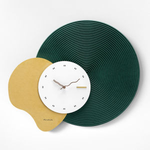 Mewah kreatif Nordic Wall Clock pepejal kayu masa senyap Gramophone jam mudah rumah moden ruang tamu hiasan bisu 58x49.5cm