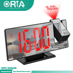 หุ้นไทย ORIA นาฬิกาปลุกฉายภาพปรับความสว่างได้4ระดับหน้าจอขนาดใหญ่7.8นิ้วฟังก์ชั่นเลื่อนปลุก12/24H ช่องเสียบชาร์จ USB แสดงอุณหภูมิเพดานนาฬิกาปลุกดิจิตอลพร้อมโปรเจคเตอร์180 ° สำหรับห้องนอนผู้สูงอายุ