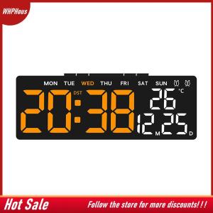 【COD】🔥🔥🔥 Digital Wall Clocks LED Alarm Clock Large Display Table Clock Wall-mounted Multi-functional Temperature Date Calendar Home 12 24H Voice Control Degital For Bedroom Living Room Home Decor