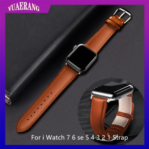 VUAERANG Brown Leather Band Loop Strap Compatible for Apple Watch 7 6 SE 5 4 3 2 1 38 40 41mm Leather Band for i watch 45 44 42mm Bracelet