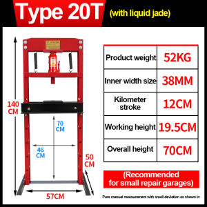 CHUANGCHAO Press machine manual hydraulic press press machine bearing 12T | 20T | 30T [sold as a single piece] Hydraulic workshop press