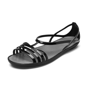 Croc cho nữ mới màu kẹo giày nữ giày dẻo căn hộ Croc dép cho Phụ nữ mùa hè S hở ngón mũi nhọn stappy bãi biển Valentine cầu vồng
