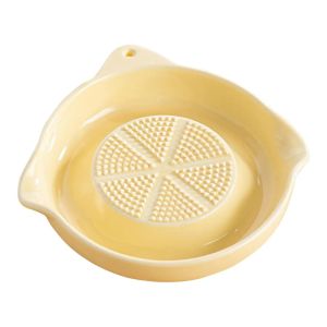 BAGUO(霸果) Round Ceramic Ginger Grater Flow Guide Port Manual Porcelain Carrot Grinding Dish Simple Style Portable Garlic Paste Grinding Tray Household Kitchen